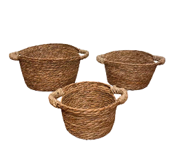 Seagrass baskets D42xH17, D34xH15, D26xH12 cm, 3 pcs